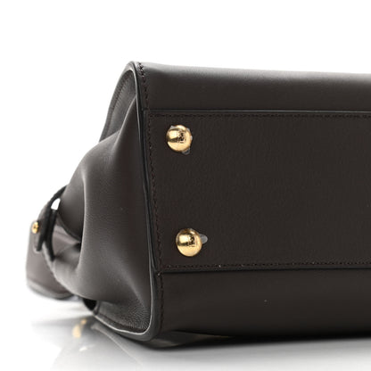 Fendi Vitello Seta Suede FF Mini Peekaboo Iconic Satchel Chocolate Sigaro Marrone 9 of 11