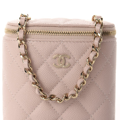 Chanel Caviar Quilted Small Vertical Coco Beauty Vanity Case With Chain Light Pink 10 of 10