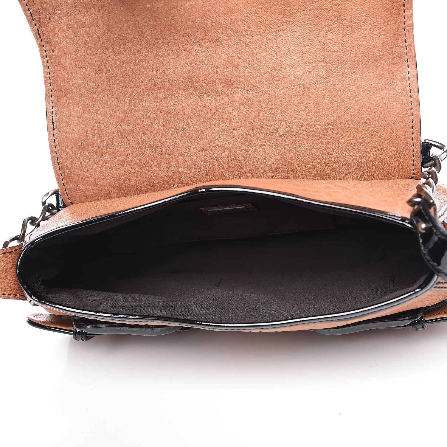 Fendi Nappa Patent B Bis Flap Bag Osso Black 5 of 9