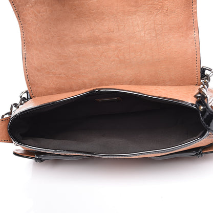 Fendi Nappa Patent B Bis Flap Bag Osso Black 5 of 9