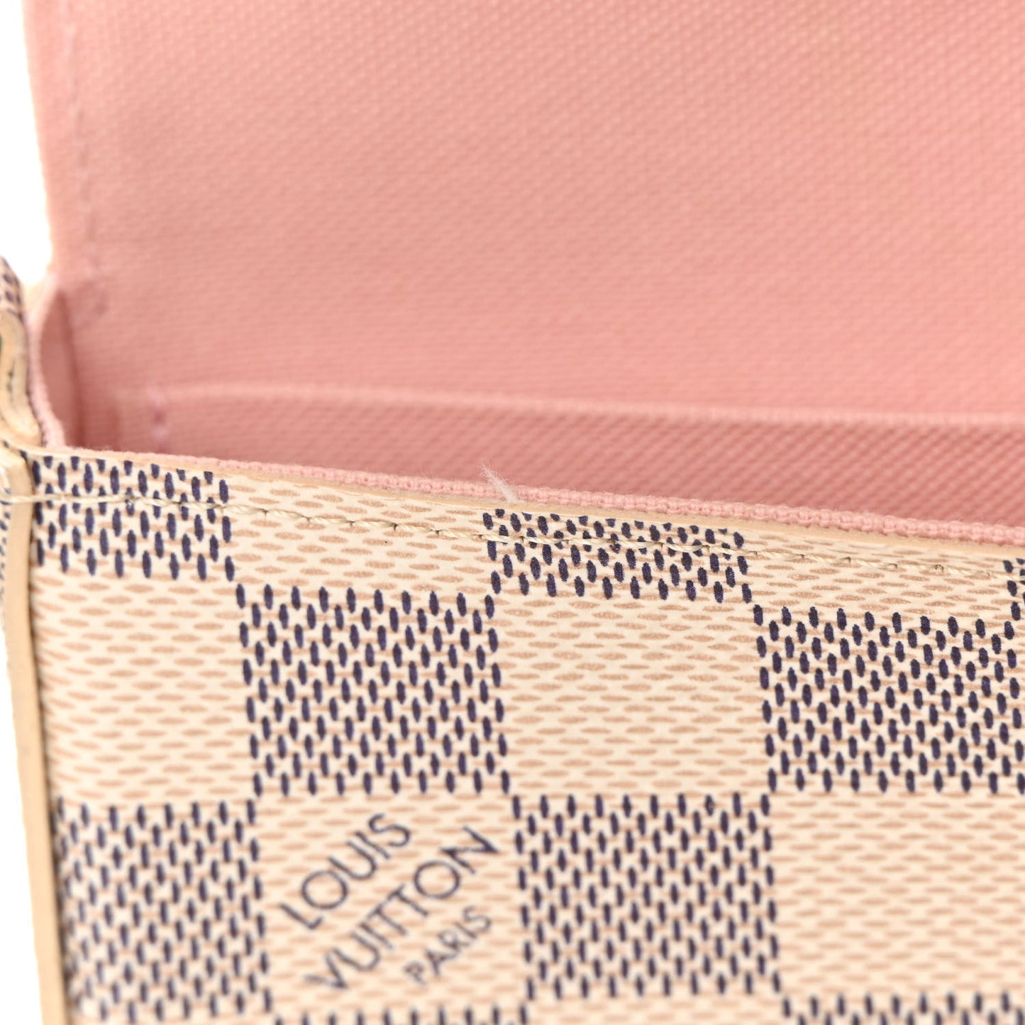 Damier Azur Pochette Felicie Chain Wallet Rose Ballerine
