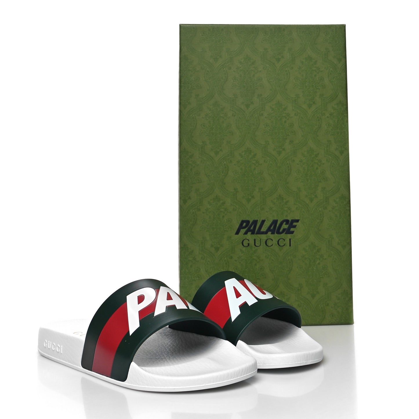 X PALACE Rubber Mens Slide Sandals 8 Great White Green Red