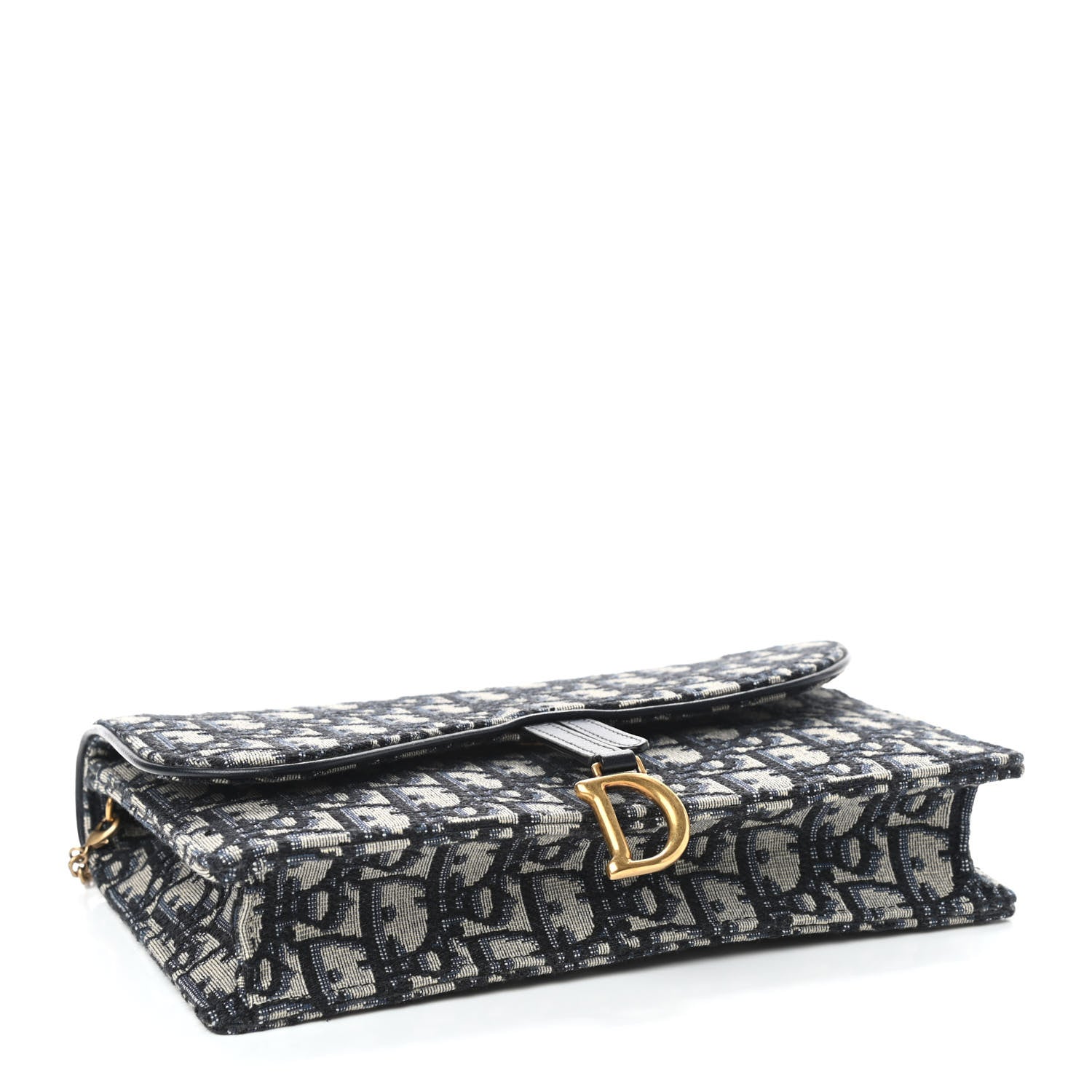 Christian Dior Oblique Saddle Chain Pouch Blue 4 of 9