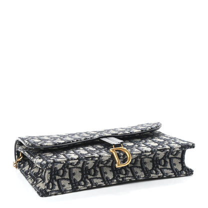 Christian Dior Oblique Saddle Chain Pouch Blue 4 of 9