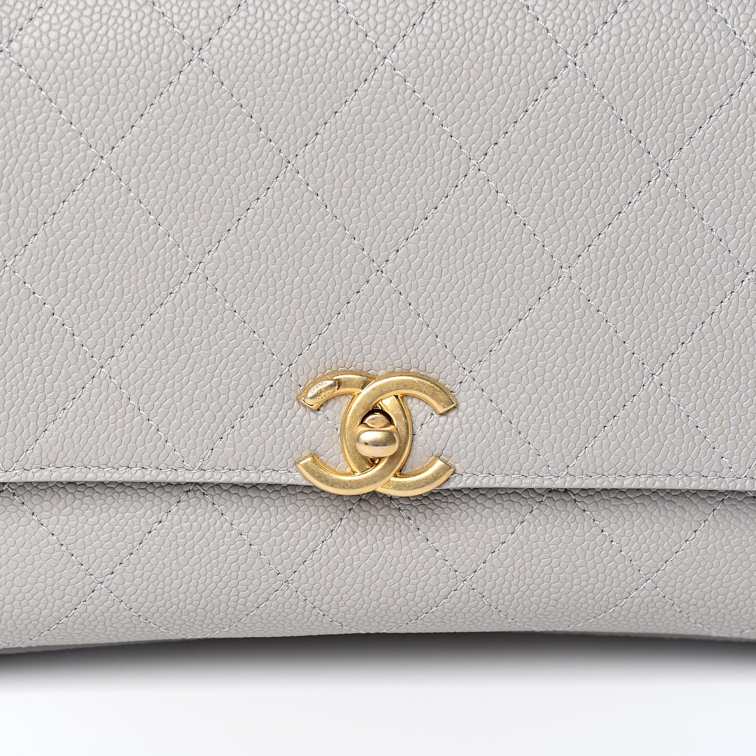 Chanel Grained Calfskin Small Stitched Flap Grey 10 of 11