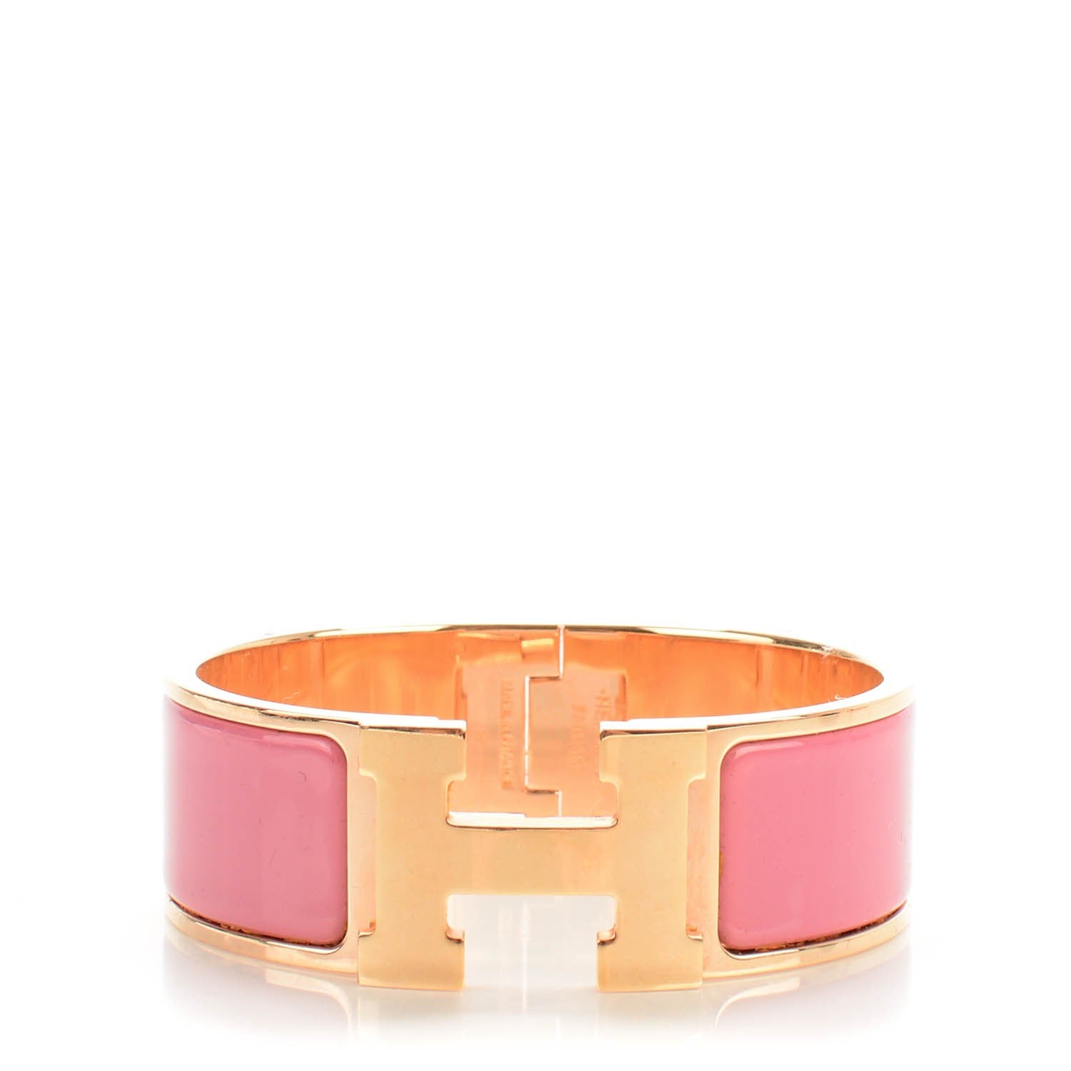 Hermes Enamel Wide Clic Clac H Bracelet PM Rose Velours 1 of 5