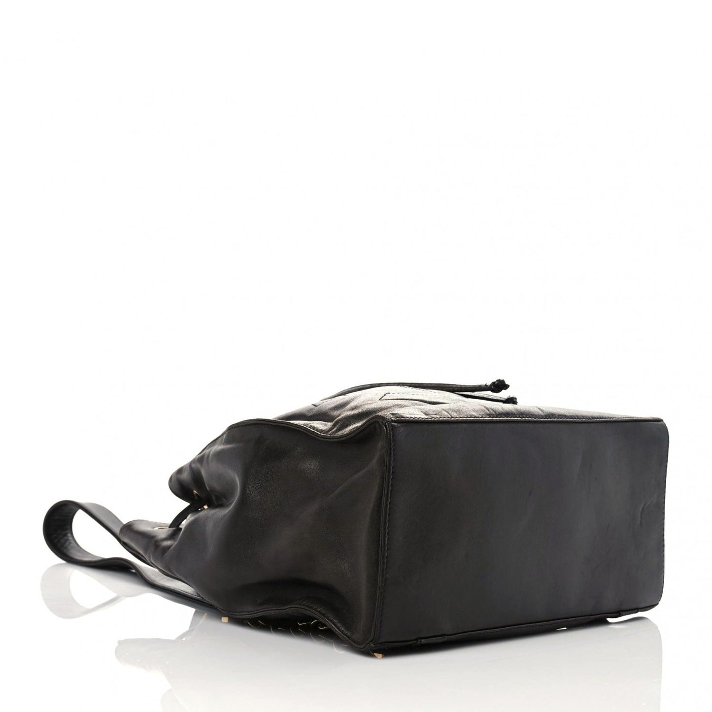 Lambskin Quilted Drawstring Backpack Black