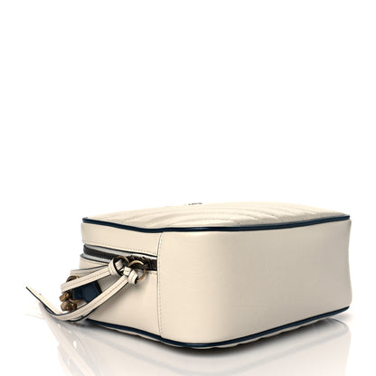 Gucci Vintage Effect Calfskin Matelasse Diagonal Small Torchon GG Marmont Bamboo Top Handle Shoulder Bag Mystic White Blue Agata 4 of 11