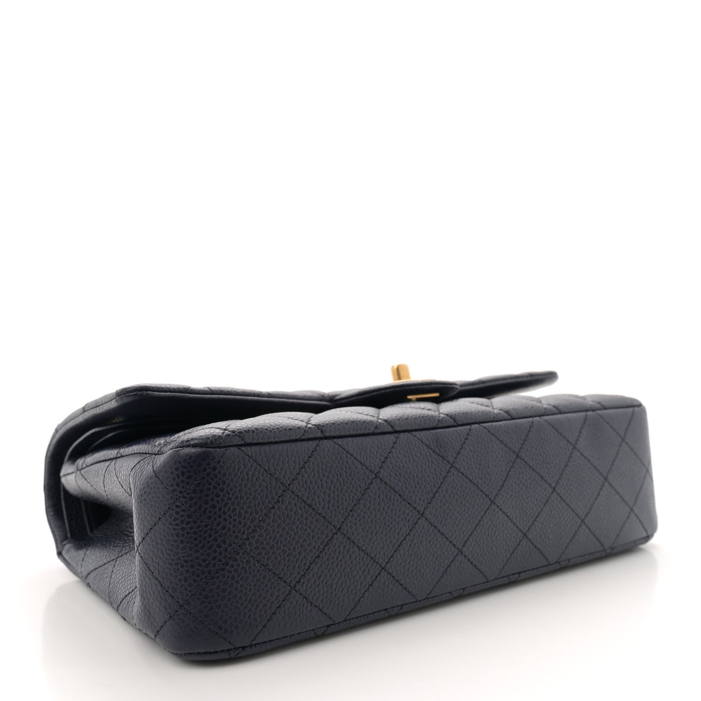 Caviar Quilted Medium Double Flap Navy
