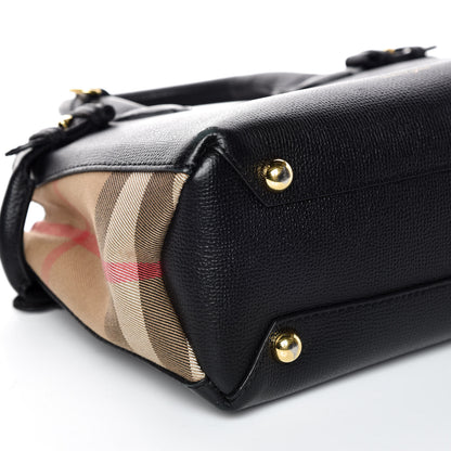 Burberry Grainy Calfskin House Check Small Banner Tote Black 5 of 9