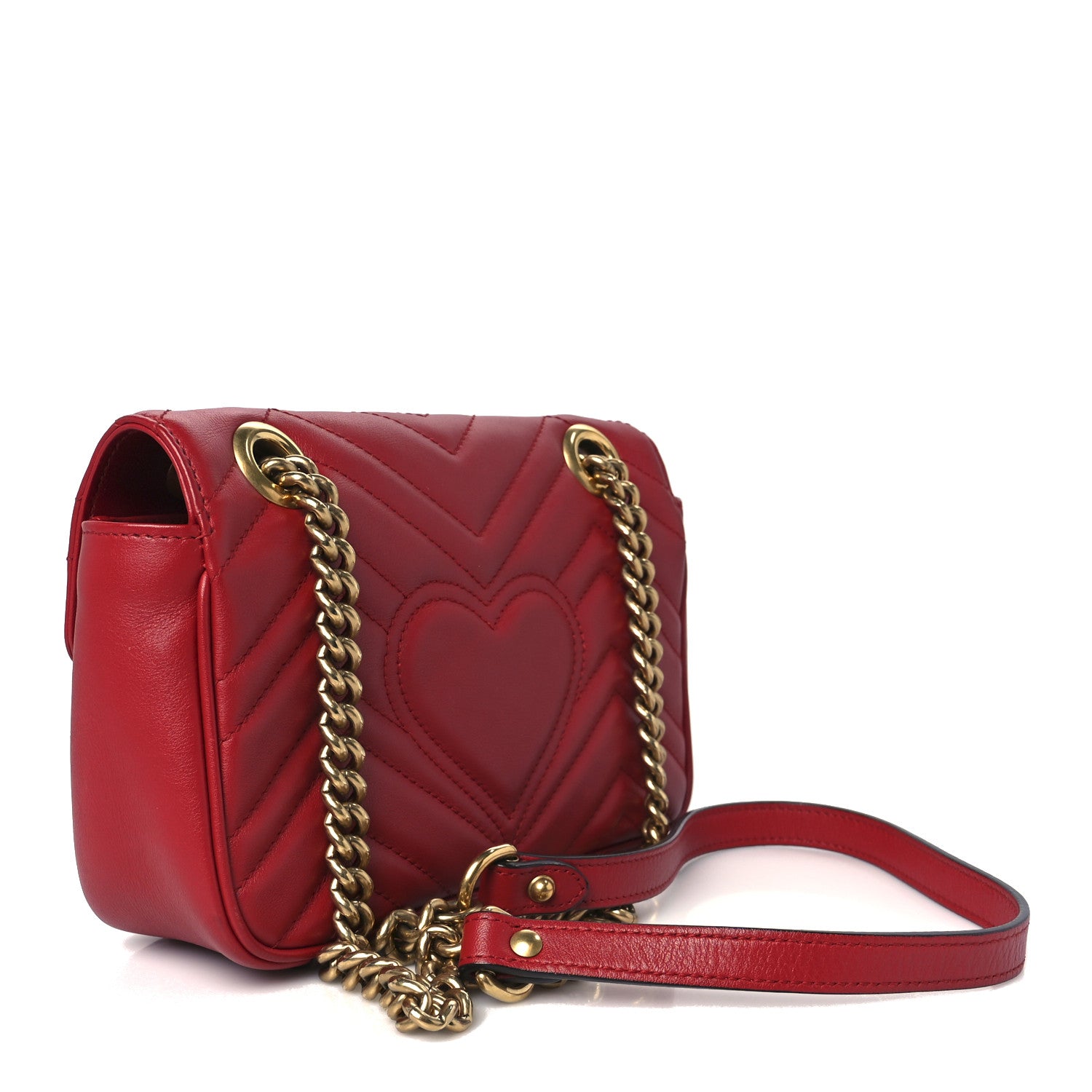 Gucci Calfskin Matelasse Mini GG Marmont Shoulder Bag Hibiscus Red 3 of 11