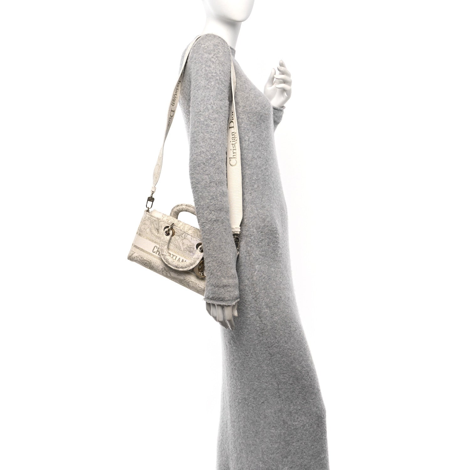 Christian Dior Canvas Embroidered Medium Jardin D'Hiver Lady D-Joy White Gold 2 of 11