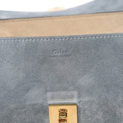 Chloe Suede Smooth Calfskin Mini Drew Shoulder Bag Cloudy Blue 6 of 9