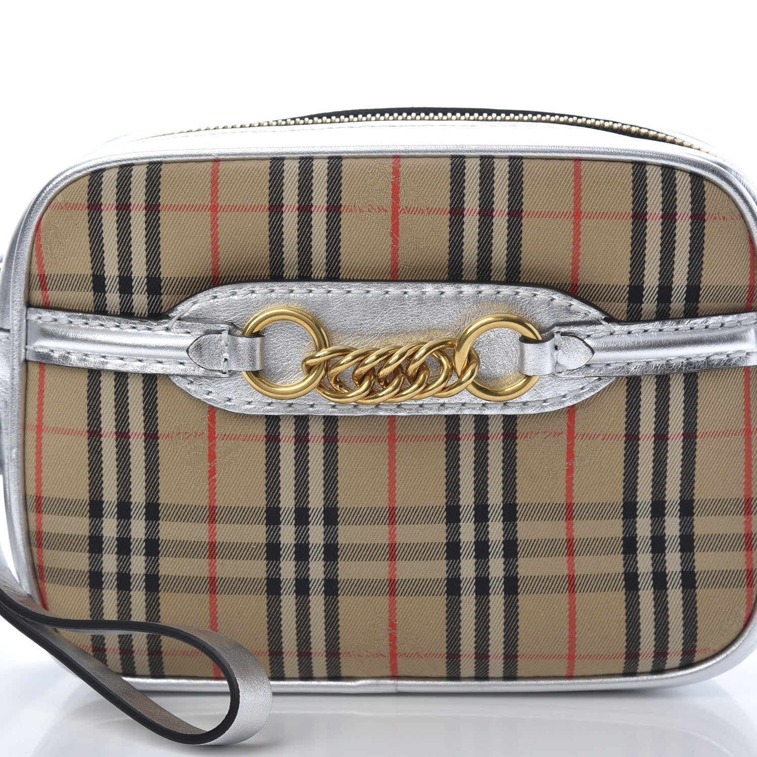 Burberry Metallic Smooth Calfskin 1983 Knight Check Link Bum Bag Silver 8 of 12