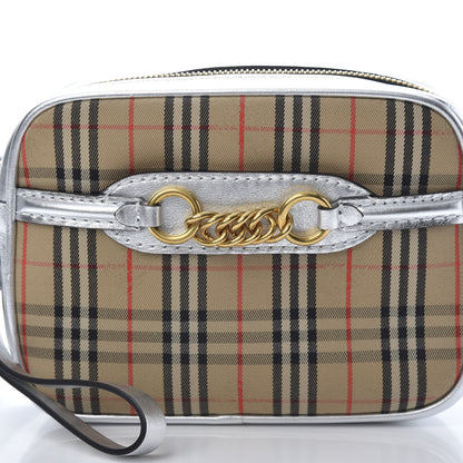 Burberry Metallic Smooth Calfskin 1983 Knight Check Link Bum Bag Silver 8 of 12