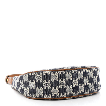 Celine Canvas Calfskin Ava Triomphe Shoulder Bag Blue 4 of 11