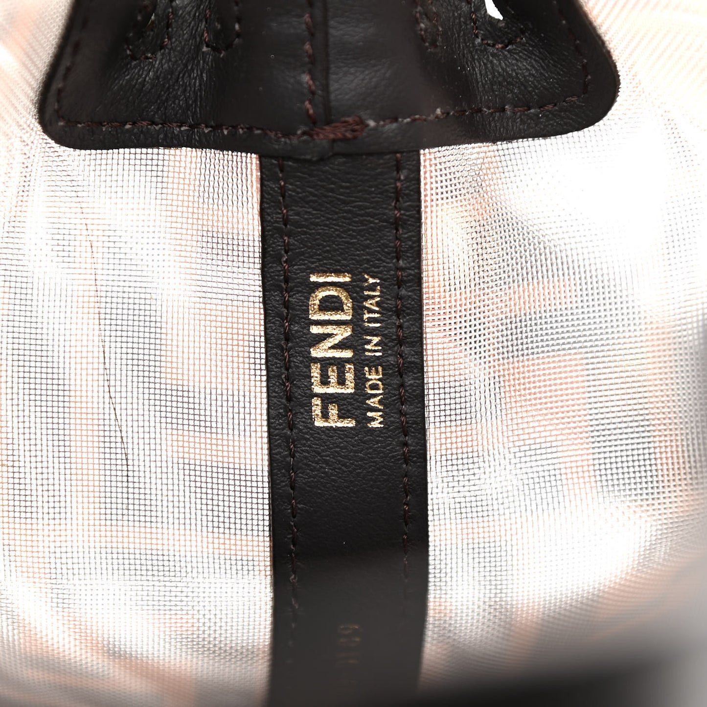 Mesh Vitello Grace F is Fendi FF 1974 Grande Mon Tresor Bucket Bag Marrone Black Ebano