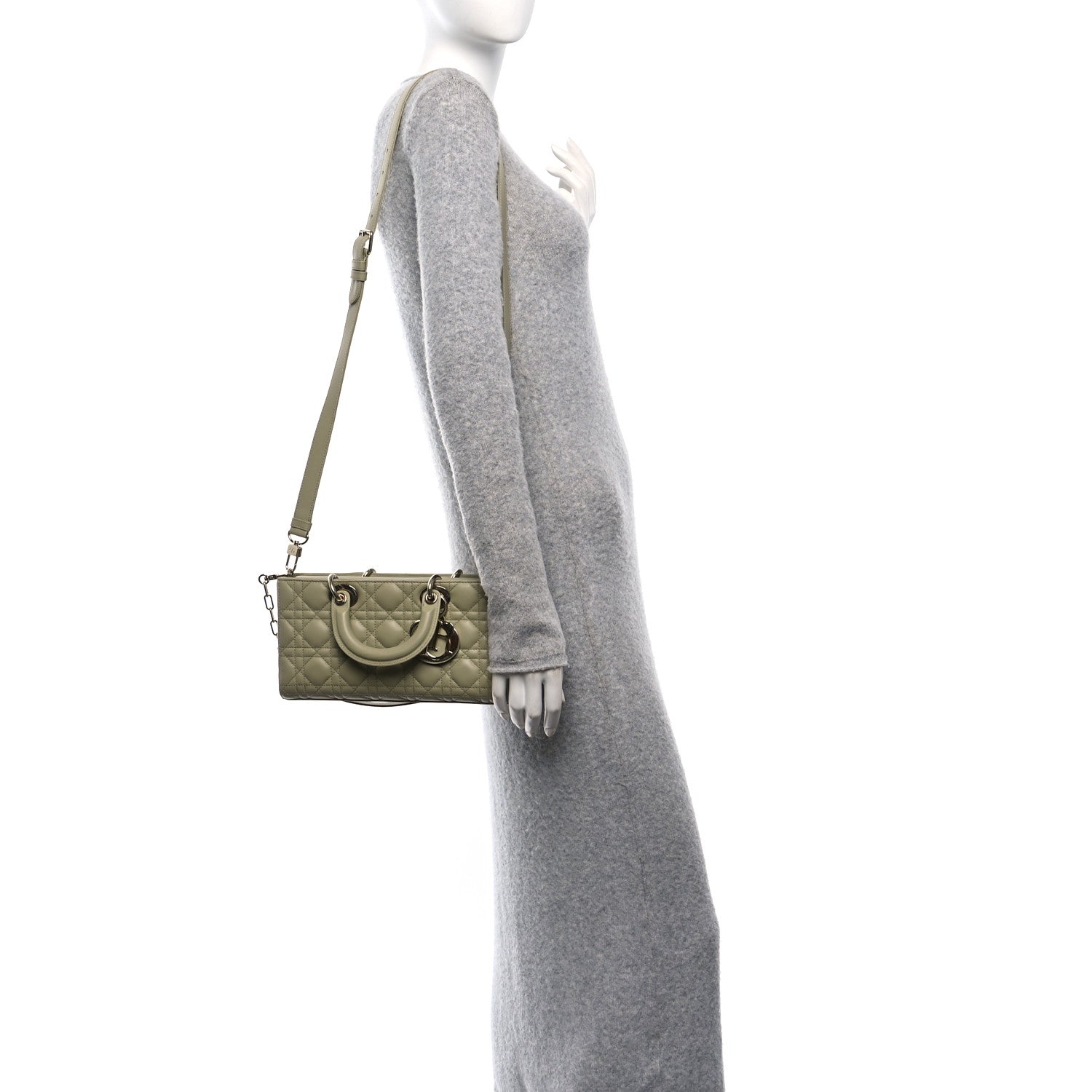 Christian Dior Lambskin Cannage Medium Lady D-Joy Pastel Peyote Green 2 of 10