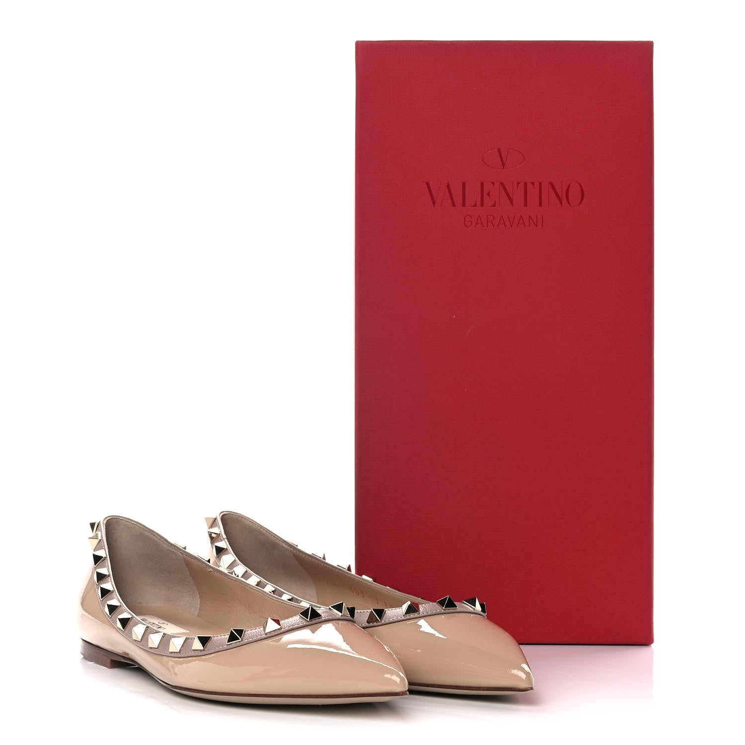 Valentino Garavani Patent Rockstud Ballerina Flats 38 Camel Rose Poudre 8 of 8