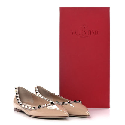 Valentino Garavani Patent Rockstud Ballerina Flats 38 Camel Rose Poudre 8 of 8