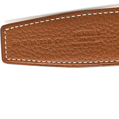 Hermes Box Togo 32mm Guilloche H Belt 80 32 Black Gold 5 of 8