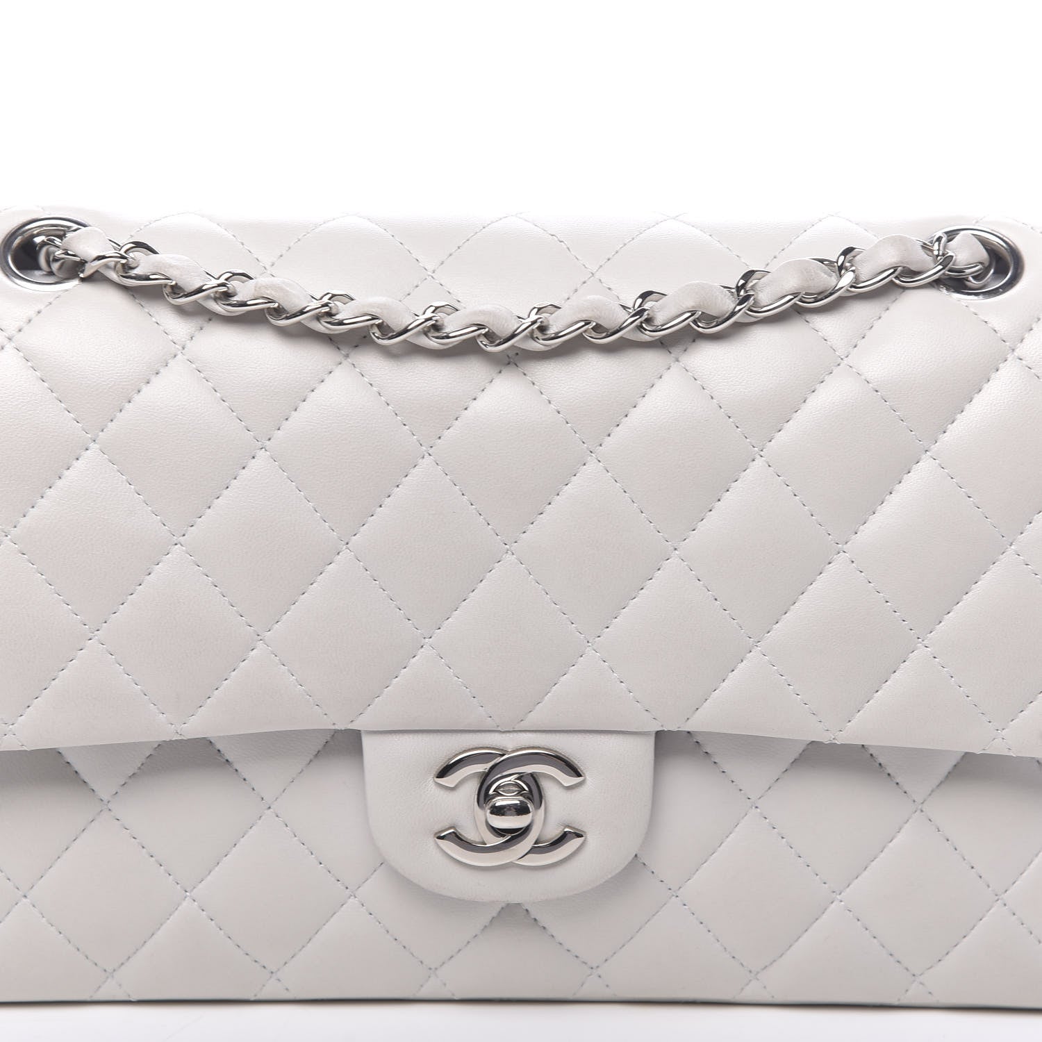Chanel Lambskin Quilted Medium Double Flap White 14 of 15