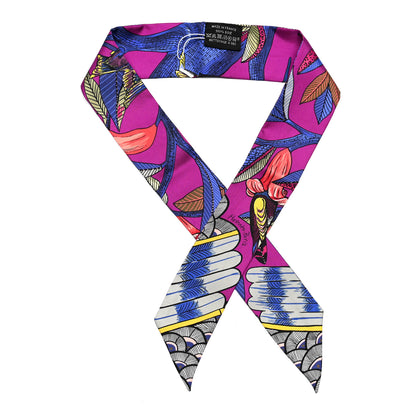 Hermes Silk Tree Of Song Twilly Fuchsia Bleu Rouge 1 of 4
