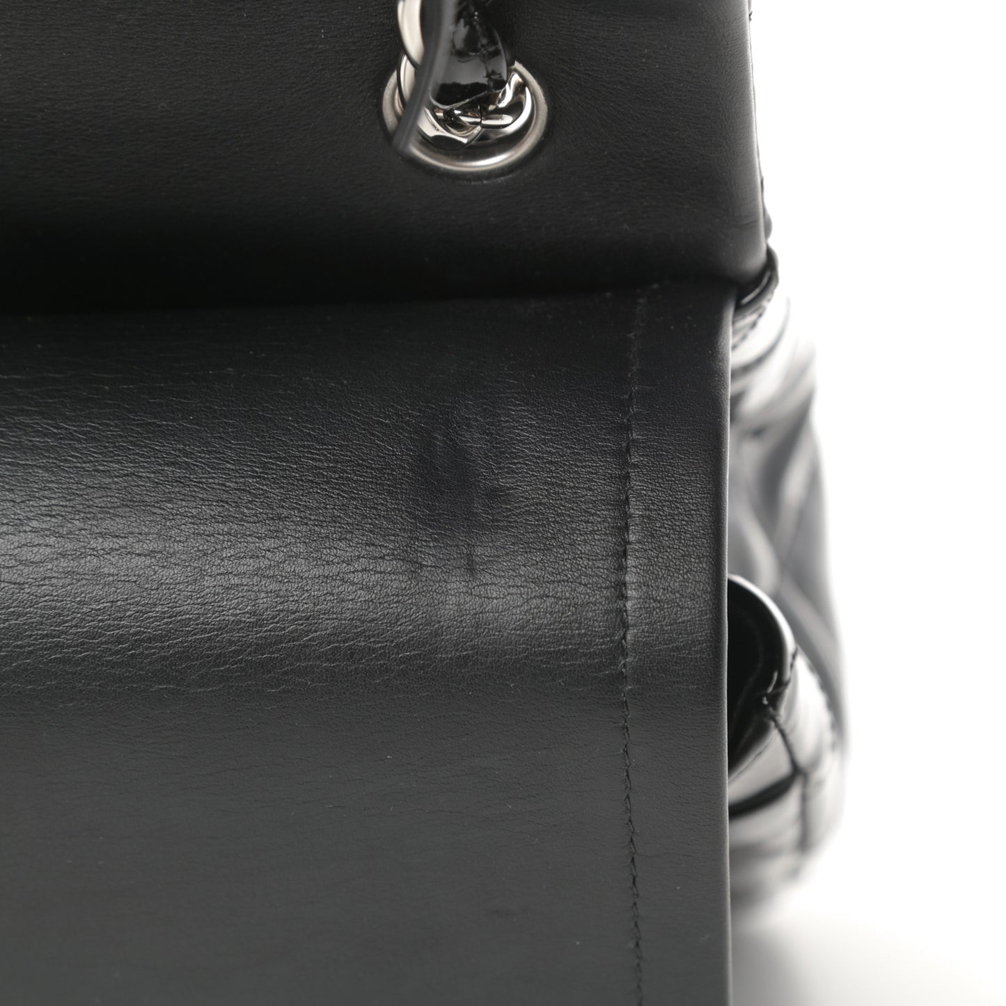 Patent Quilted Jumbo Double Flap Black