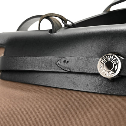 Hermes Toile Officier Vache Hunter Herbag Zip 31 PM Etoupe Bleu Indigo Etoupe Black 15 of 15