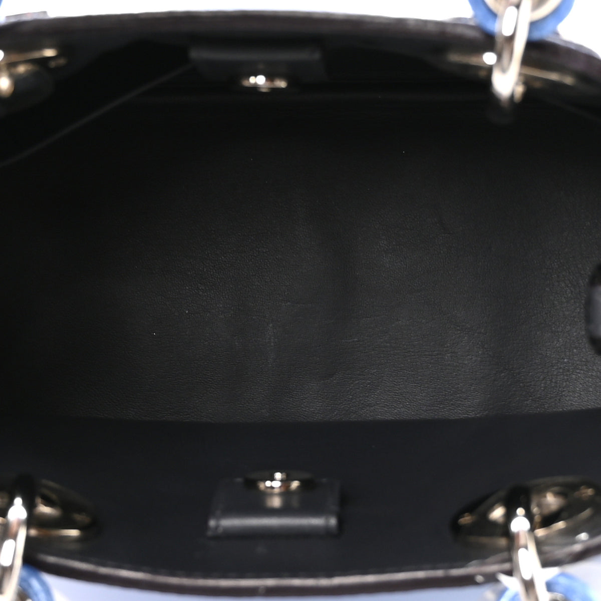 Metallic Bullcalf Mini Diorissimo Tote Blue