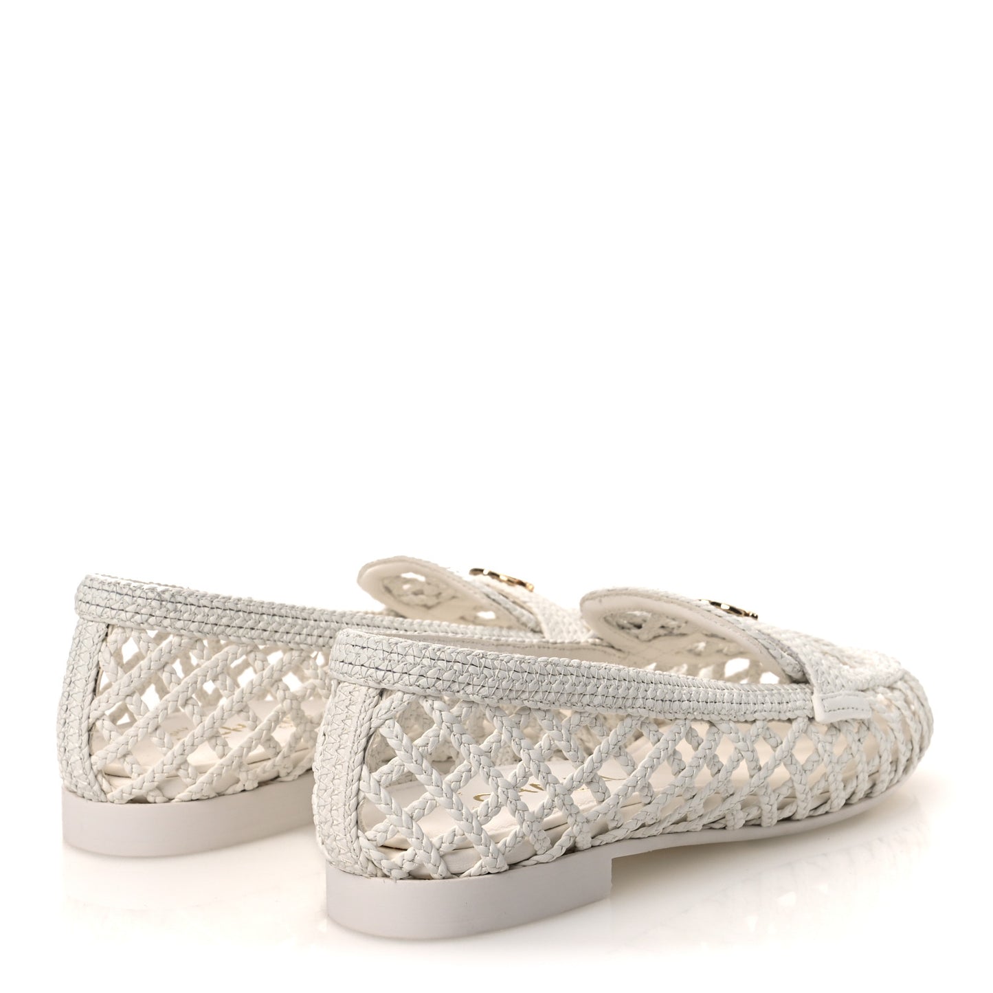 Braided Lambskin Mule Sandals 38.5 White