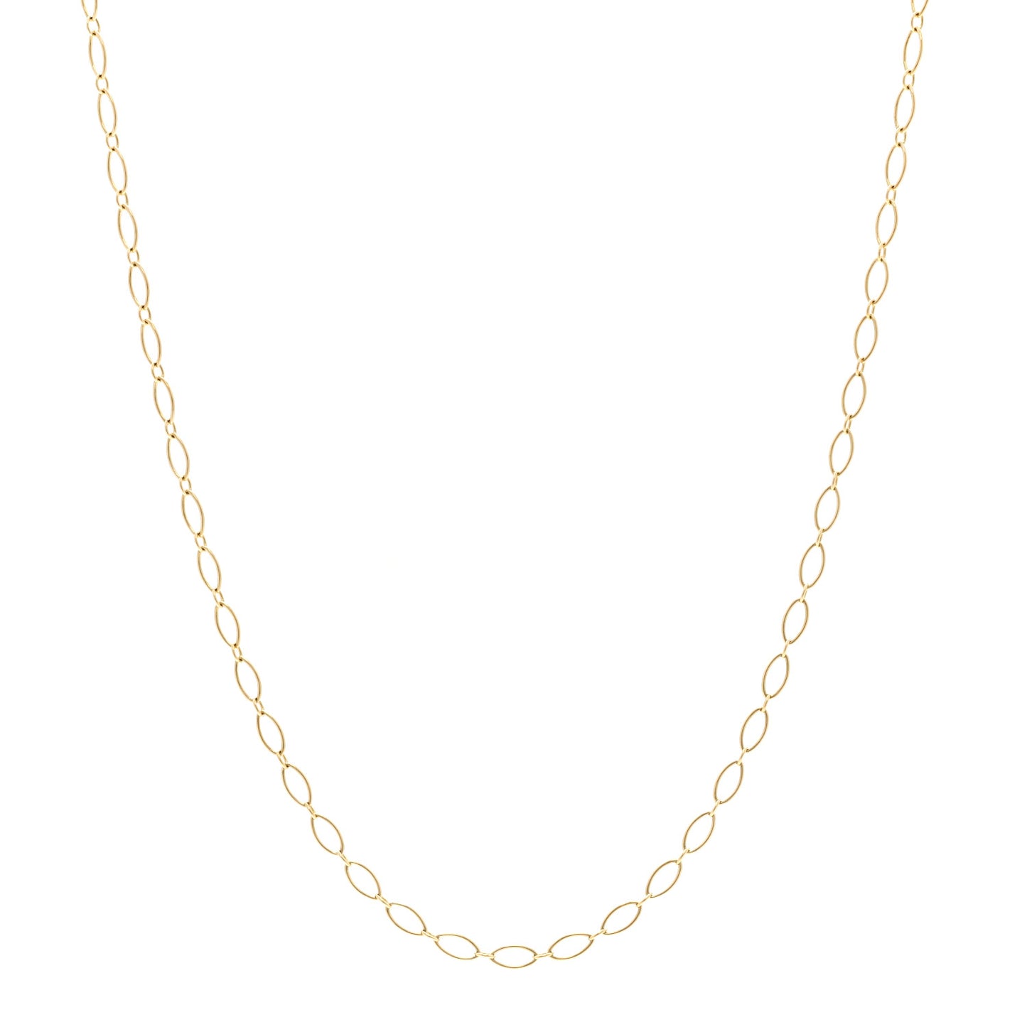 18K Yellow Gold Oval Link Chain Necklace 16"