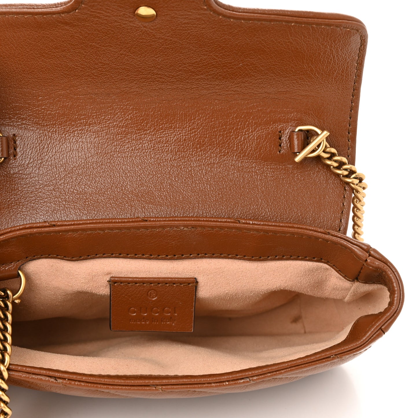 Azalea Calfskin Matelasse Diagonal Super Mini GG Marmont Shoulder Bag Cuir