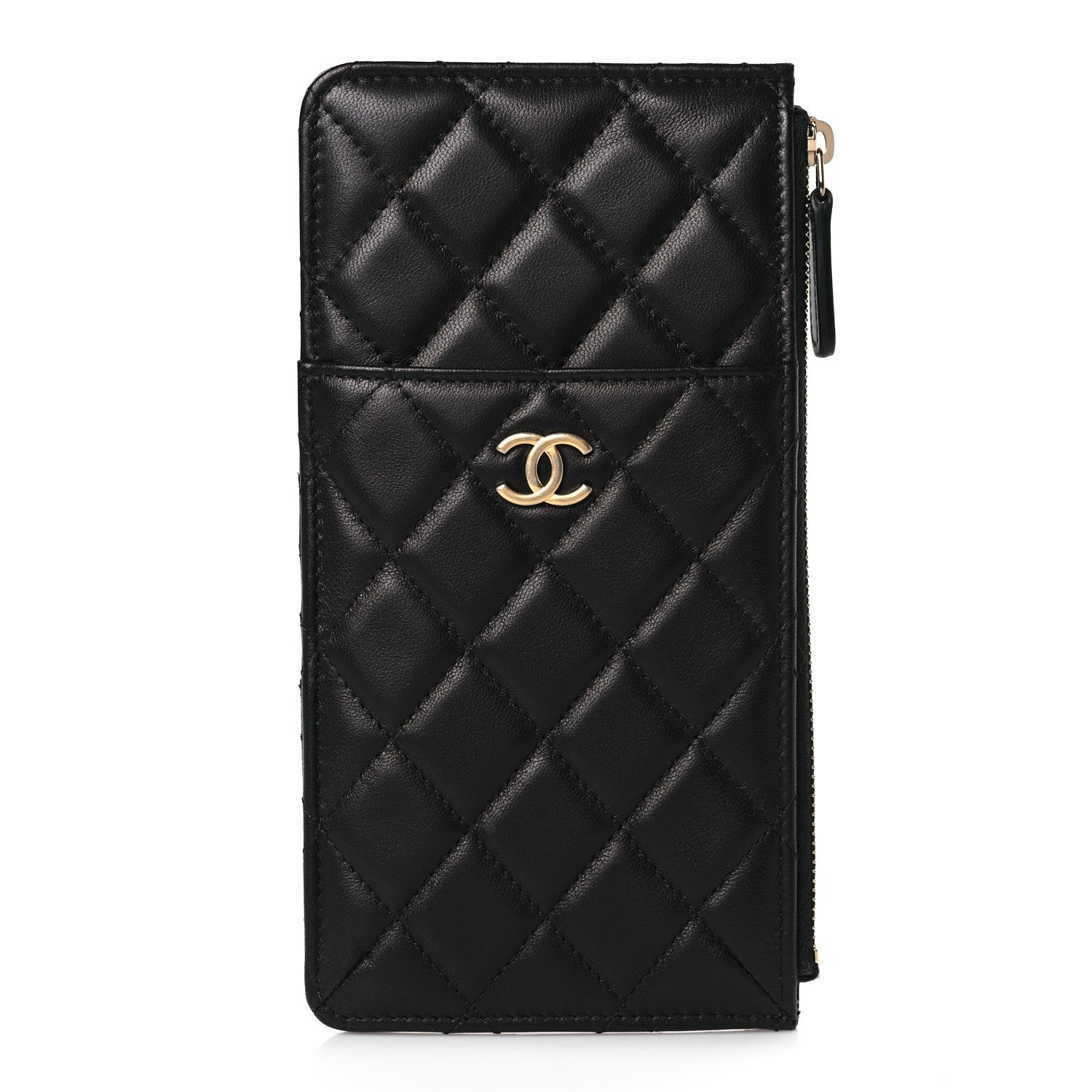 Chanel Lambskin Quilted Egyptian Amulet Classic Flat Wallet Pouch Black 1 of 7
