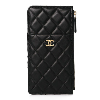Chanel Lambskin Quilted Egyptian Amulet Classic Flat Wallet Pouch Black 1 of 7