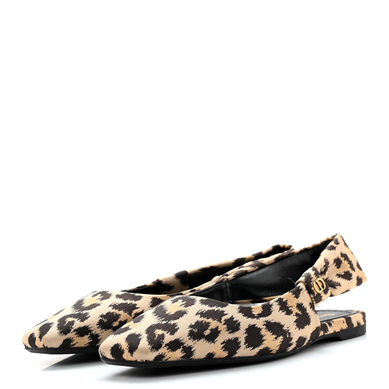 Christian Dior Nylon Leopard Print Mizza Slingback Flat 38 Beige Multicolor 3 of 10