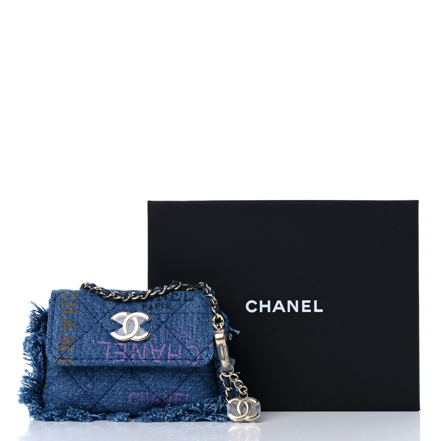 Chanel Denim Quilted Denim Mood Belt Bag Blue Multicolor 10 of 10