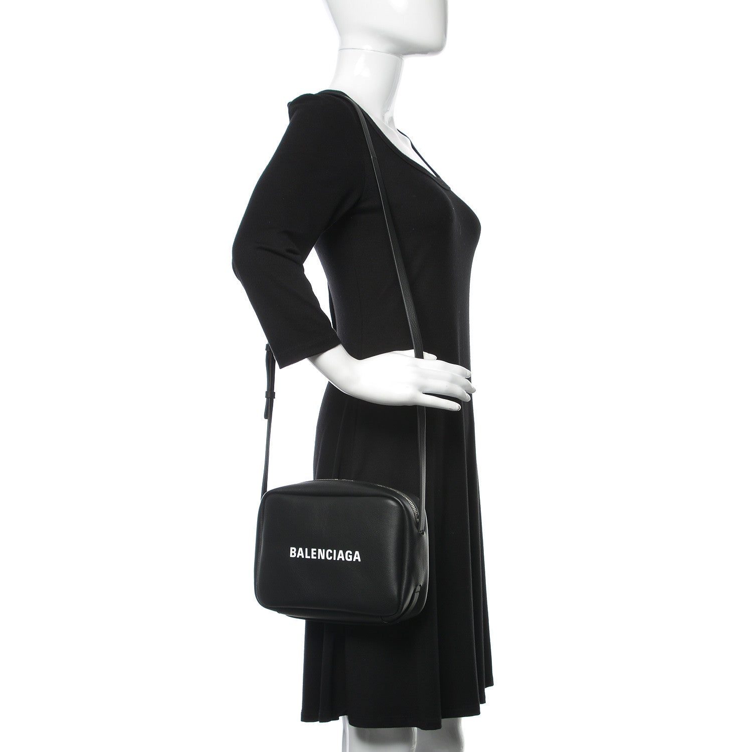 Balenciaga Calfskin Logo S Everyday Camera Bag Black 2 of 9