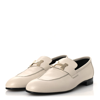 Hermes Goatskin Womens Paris Loafers 37.5 Beige Glaise 4 of 11