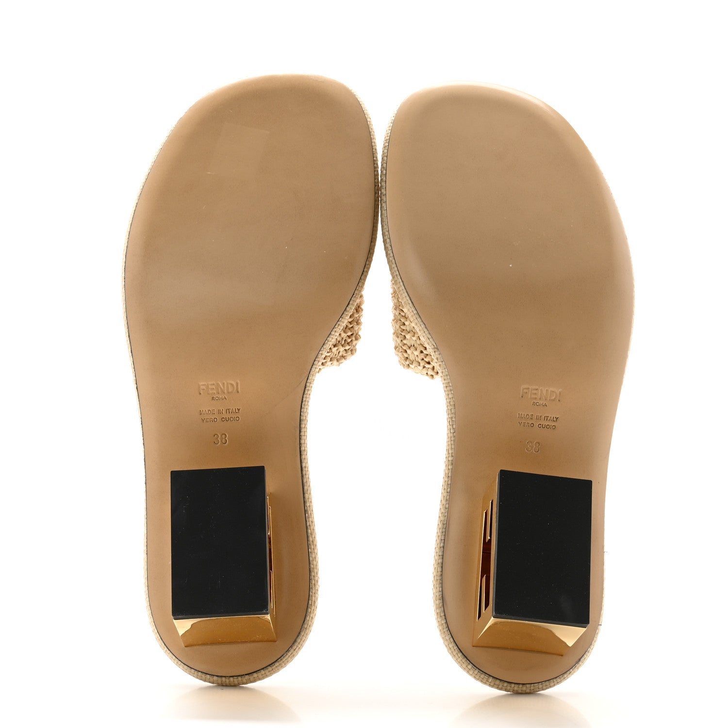 Fendi Raffia Intreccio Baguette 60mm Slide Sandals 38 Paglia 5 of 8