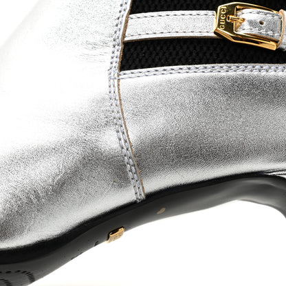 Gucci Metallic Calfskin Cordovan Lux Booties 36 Silver Black 10 of 14