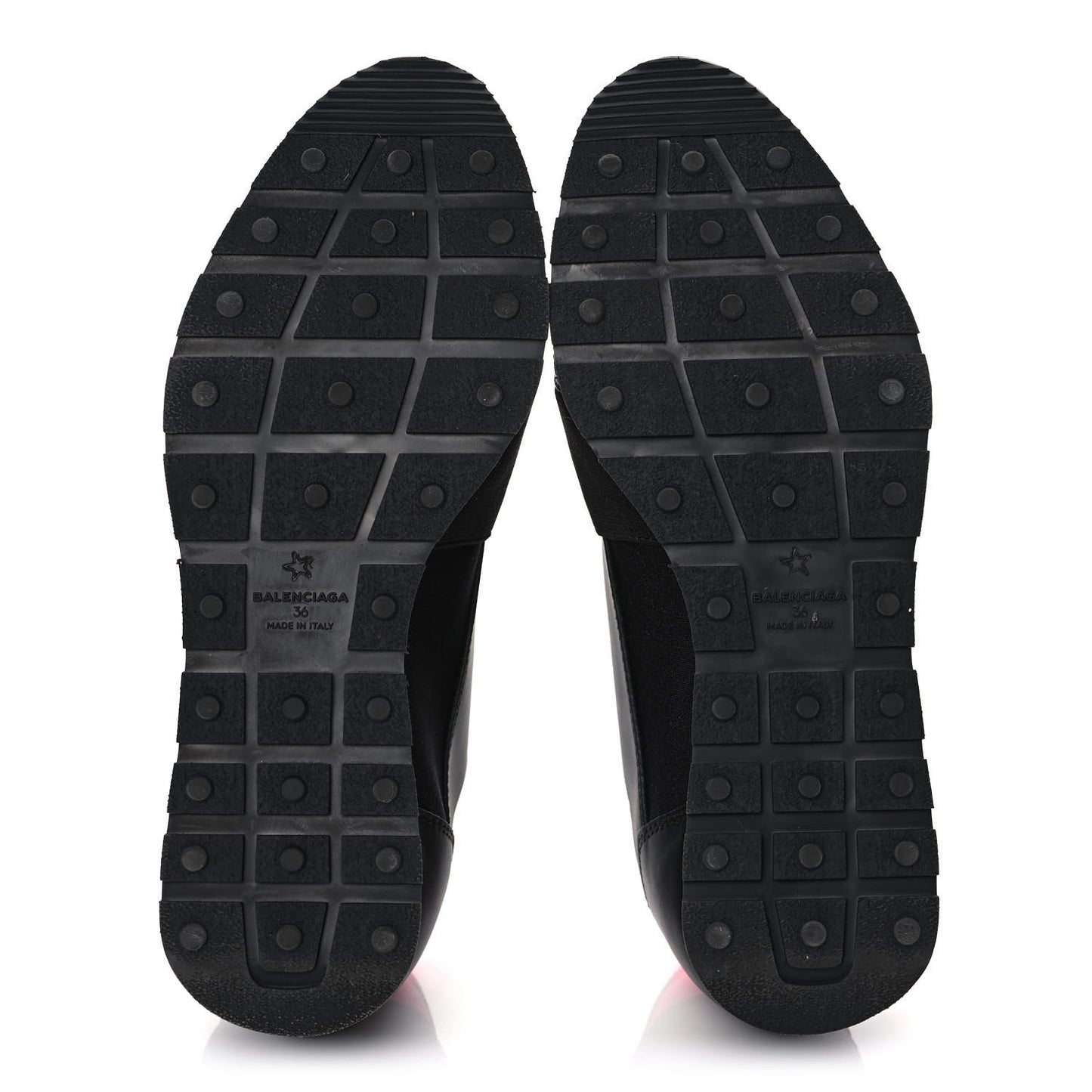 Mesh Calfskin Neoprene Womens Race Runner Sneakers 36 Black Rose Fluo