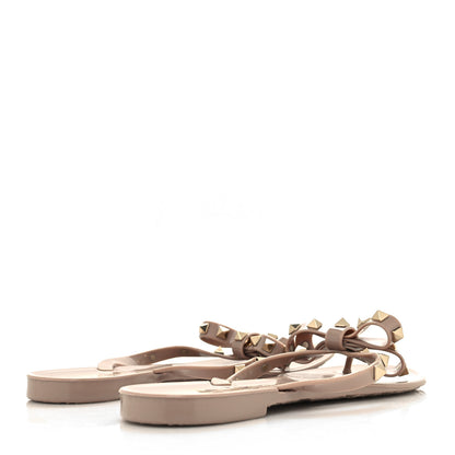 Valentino Garavani PVC Jelly Rockstud Bow Thong Sandals 39 Poudre 4 of 7
