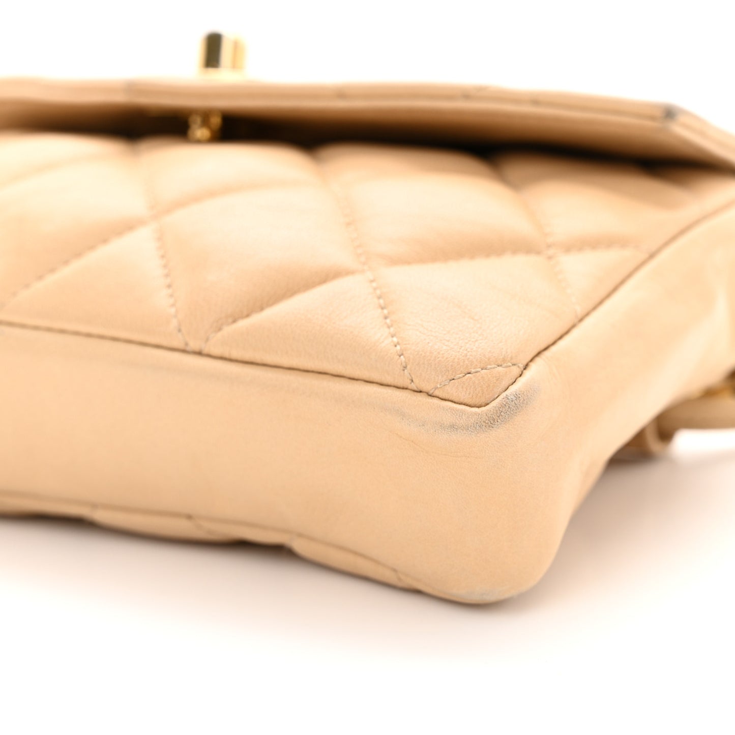 Lambskin Quilted Flap Waist Belt Bag 70 28 Beige