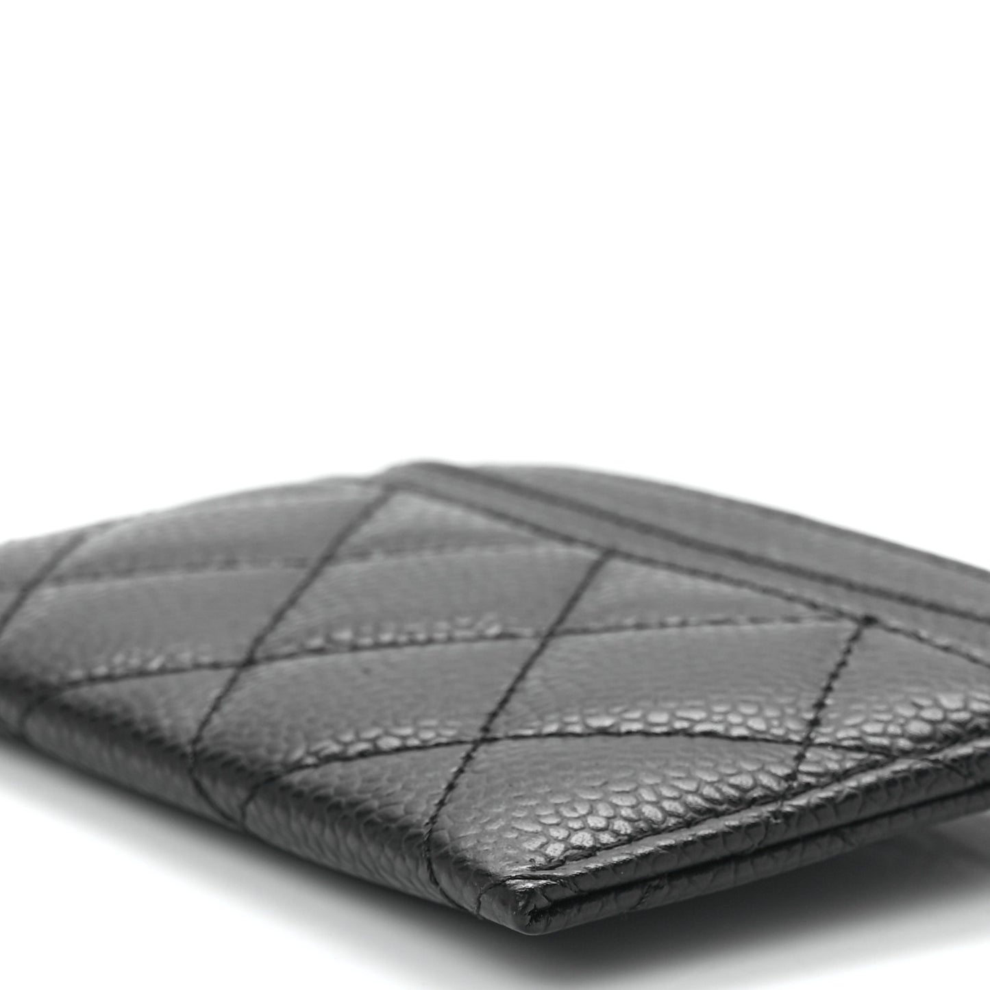 Caviar Quilted Card Holder Black
