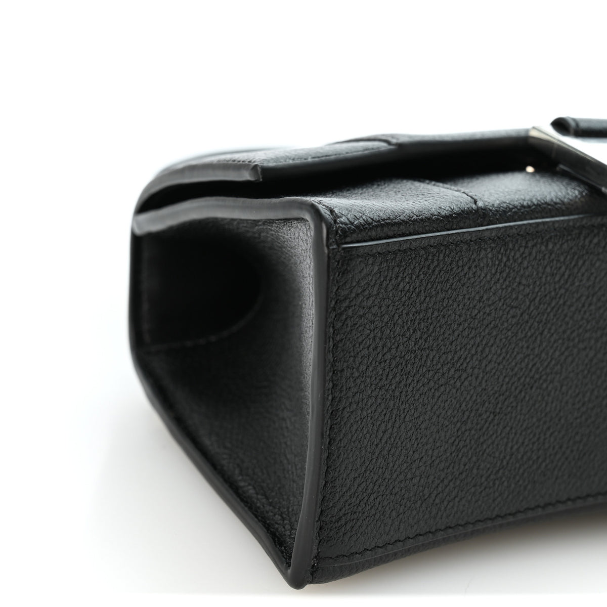 Grained Calfskin Hourglass Top Handle Bag XS Black