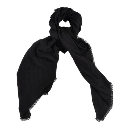 Louis Vuitton Silk Wool Monogram Shawl Black 2 of 4