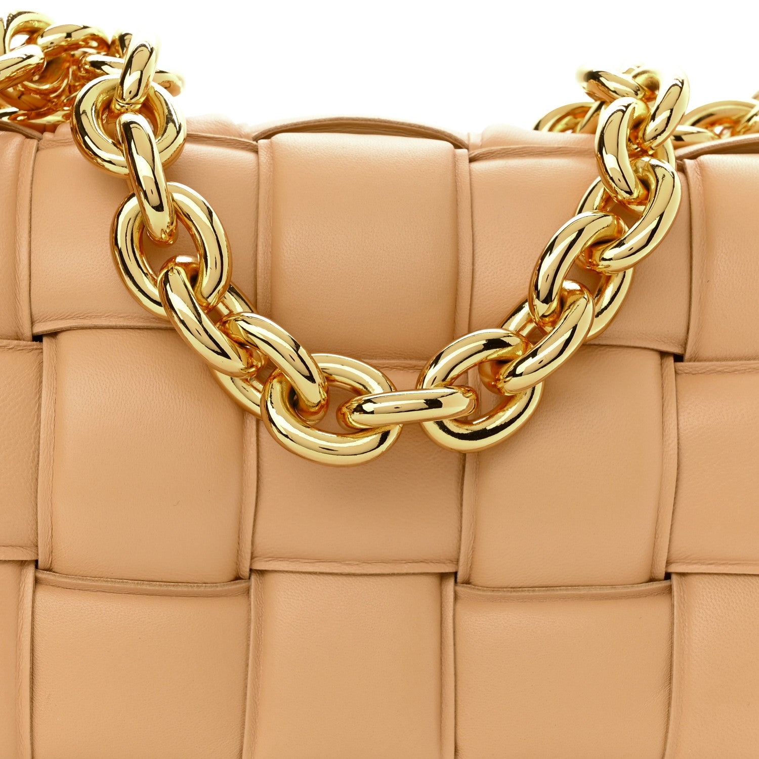 Bottega Veneta Lambskin Maxi Intreccio Padded Chain Cassette Crossbody Bag Almond 9 of 11