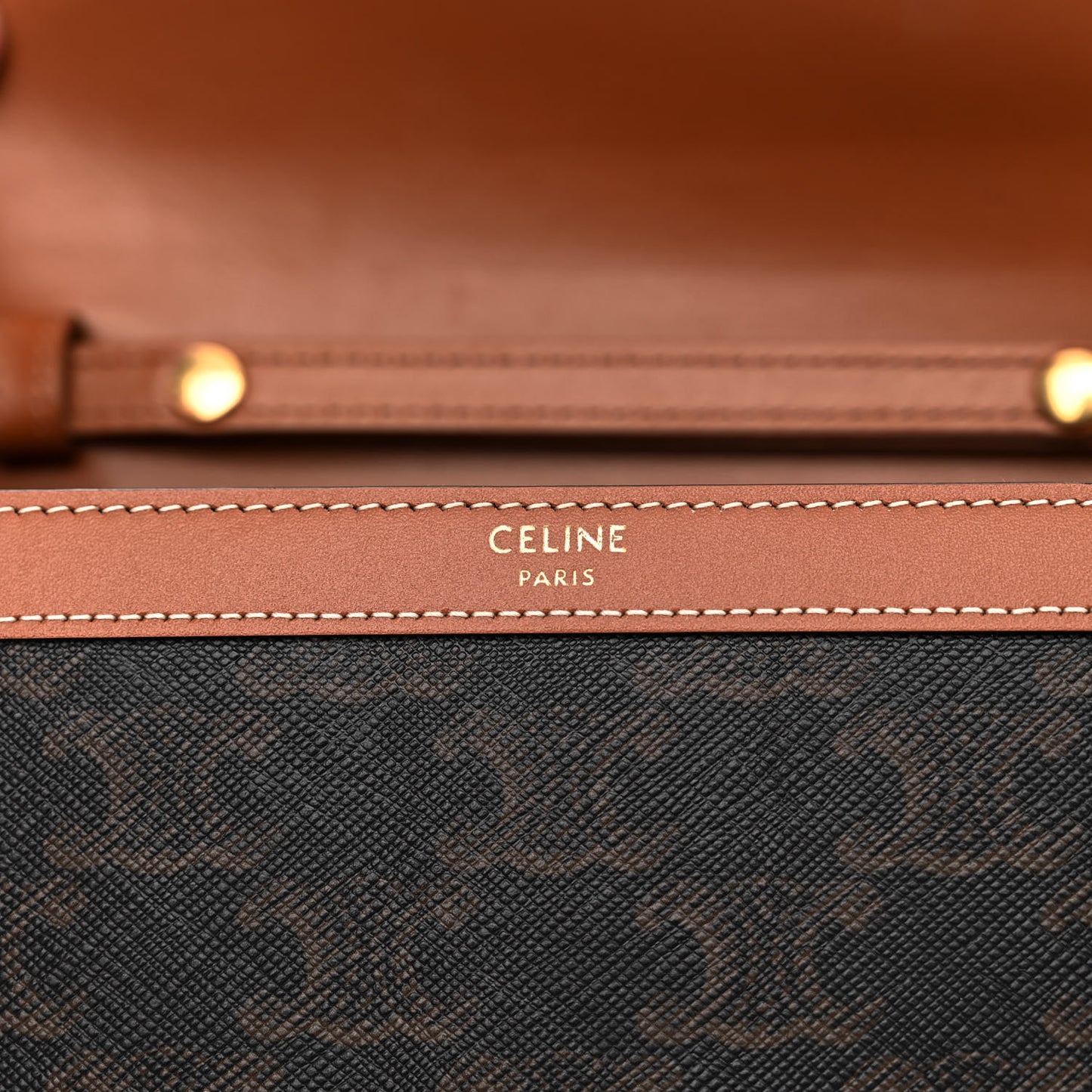 Triomphe Canvas Calfskin Margo Wallet on Chain Tan