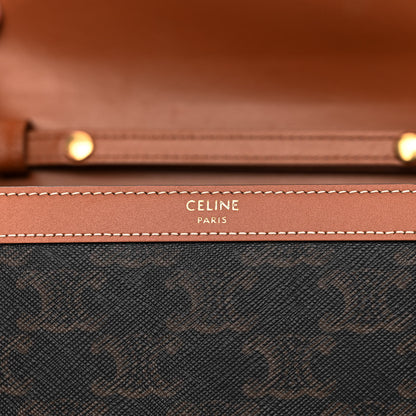 Celine Triomphe Canvas Calfskin Margo Wallet on Chain Tan 6 of 11